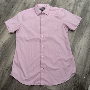 Bonobos Performance Shirt Men Large Long Slim Fit Pink White Chevron Lightweight